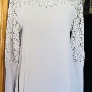 Soft Surroundings Grey Lola Lace Long Sleeve Blouse